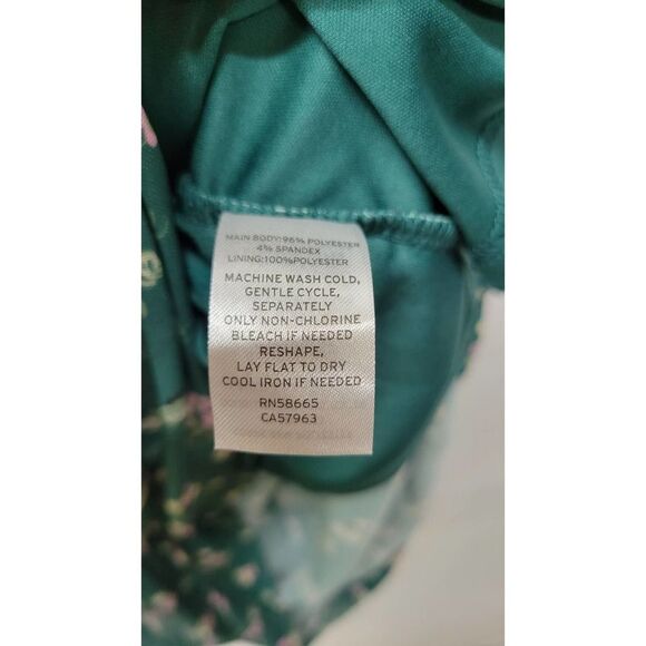 BP Ruched Mesh Mini Bodycon Sleeveless Dress in Green Kasey Floral Size 3XL - Picture 5 of 7
